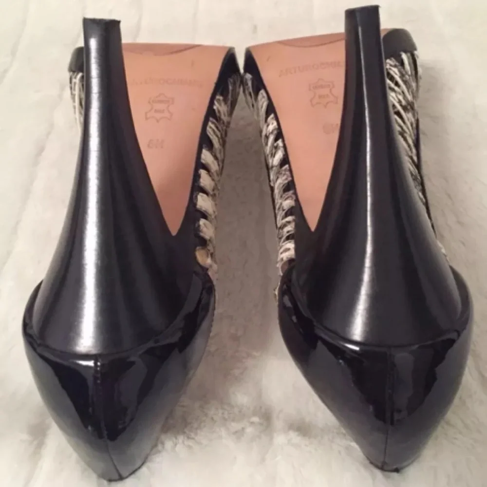 Arturo Chiang Leather Sole High Heel Pumps Size 8M - Picture 5 of 8
